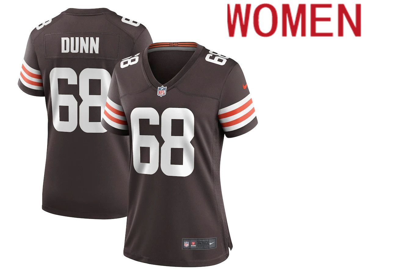 Women Cleveland Browns #68 Michael Dunn Nike Brown Game NFL Jersey->women nfl jersey->Women Jersey